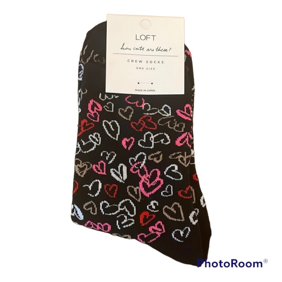 LOFT Crew Socks with Hearts - Picture 1 of 2